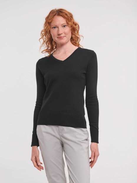 Pulls à personnaliser RUSSELL Pullover femme col v 