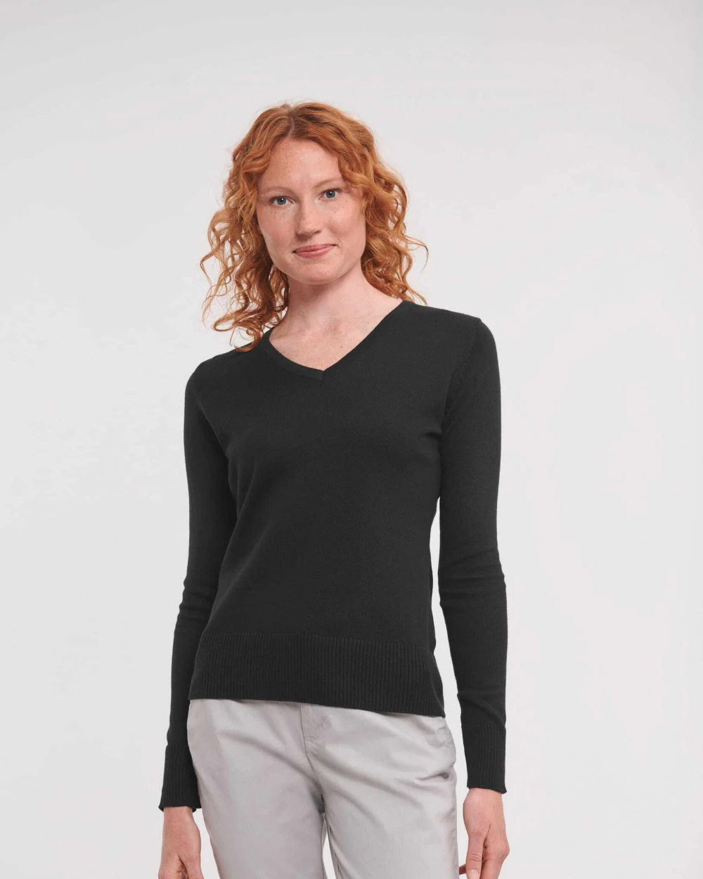 RUSSELL Ladies' V-neck Knitted Pullover Pullovers personalisierbar