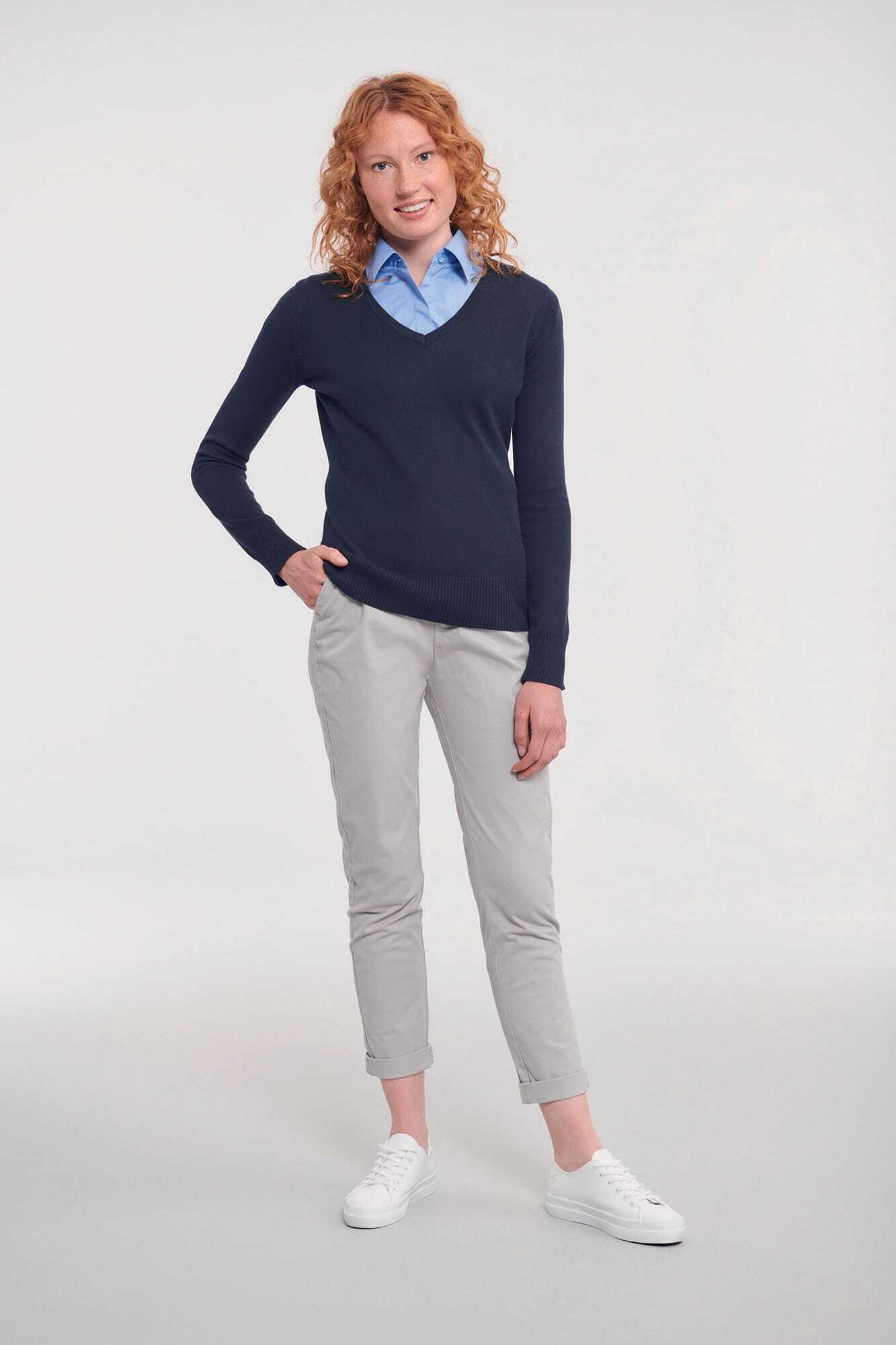 Truien RUSSELL Ladies' V-neck Knitted Pullover voor bedrukking &amp; borduring