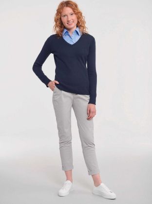 Pullover femme col v