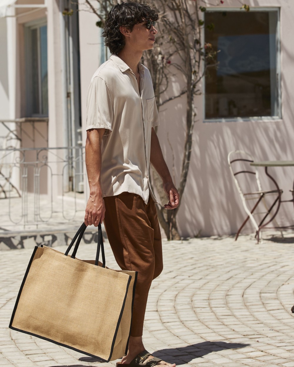 Tote bags WESTFORDMILL NATURAL STARCHED JUTE MARKET SHOPPER voor bedrukking &amp; borduring