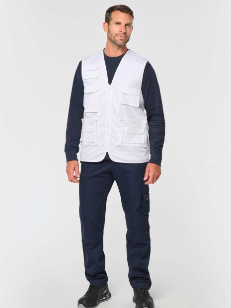 Vestes à personnaliser WK. DESIGNED TO WORK Gilet polycoton multipoches doublé unisexe 