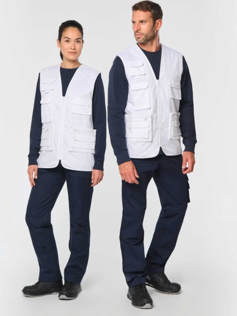 Vestes à personnaliser WK. DESIGNED TO WORK Gilet polycoton multipoches doublé unisexe 
