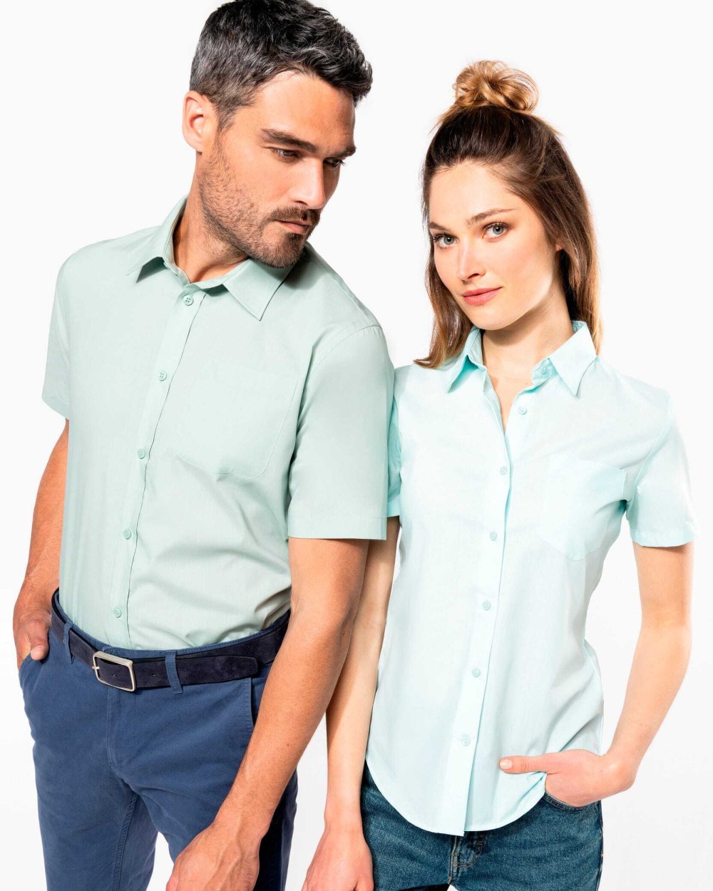 Chemises personnalisable KARIBAN Chemise popeline polycoton manches courtes entretien facile homme