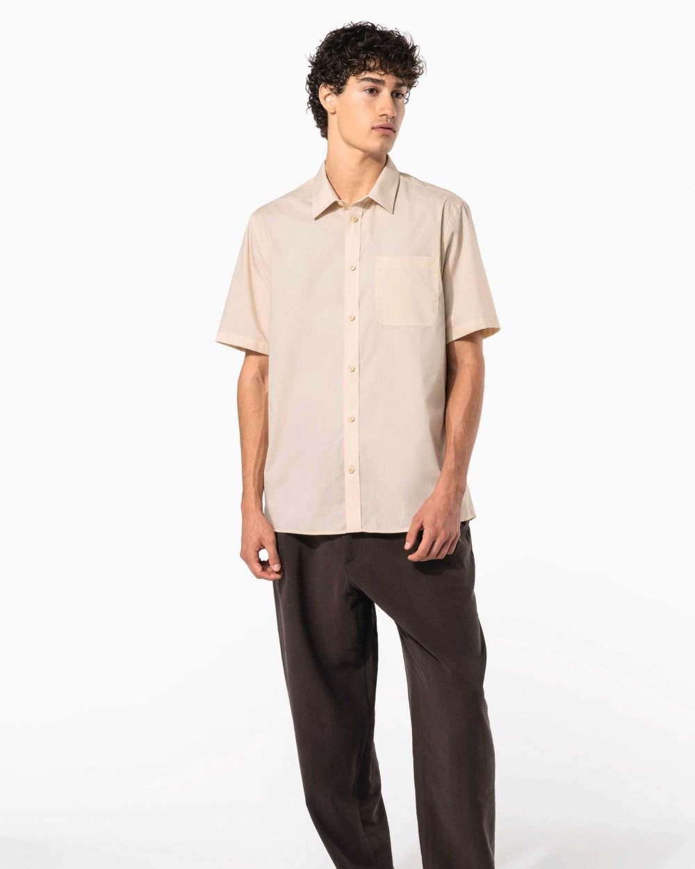 Chemises personnalisable KARIBAN Chemise popeline polycoton manches courtes entretien facile homme