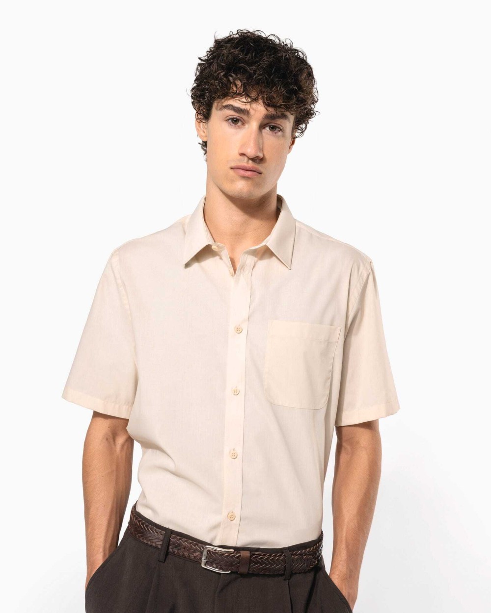 Chemises personnalisable KARIBAN Chemise popeline polycoton manches courtes entretien facile homme