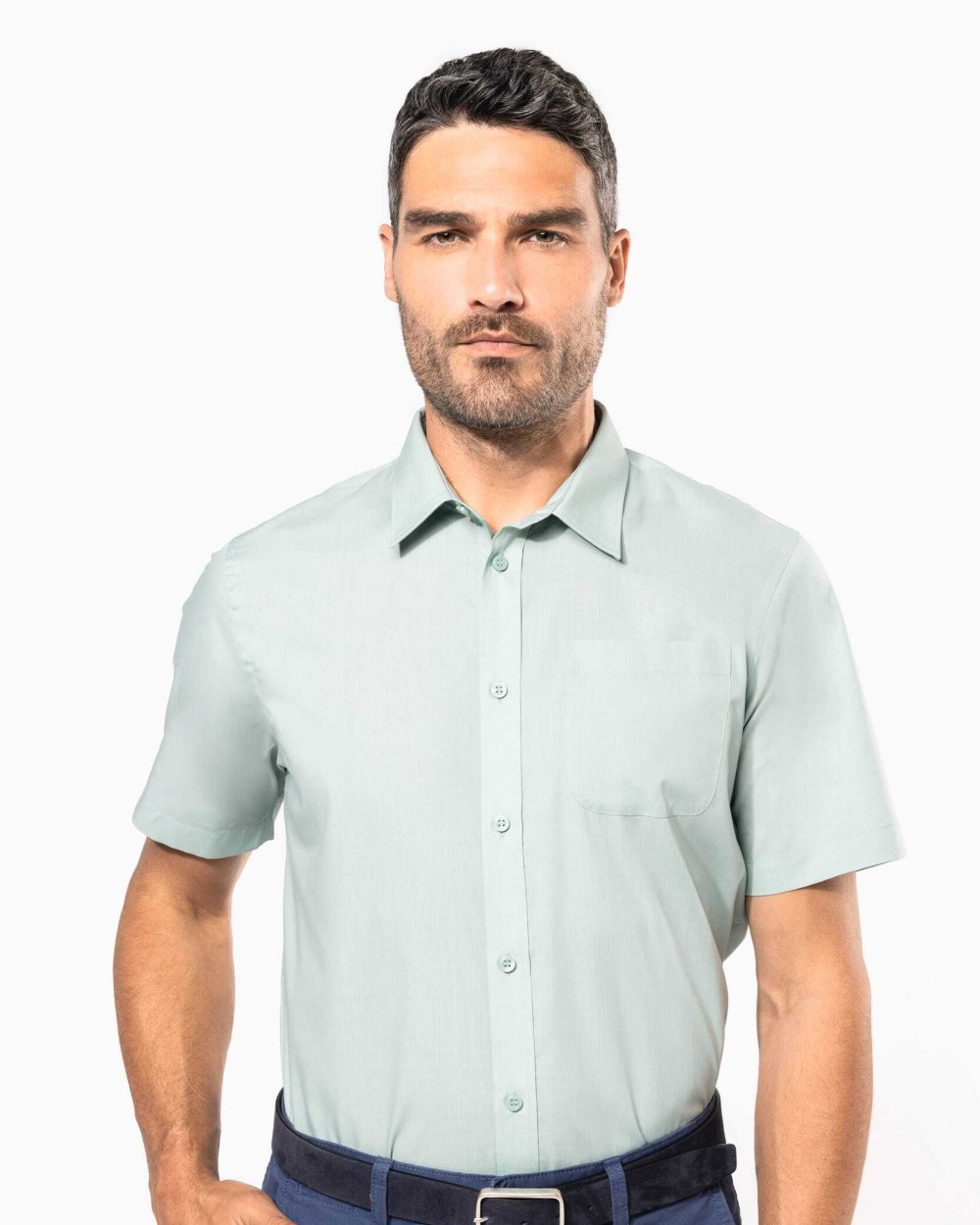 KARIBAN Popeline Kurzarmhemd Baumwollpolyester pflegeleicht für Herren Hemden personalisierbar