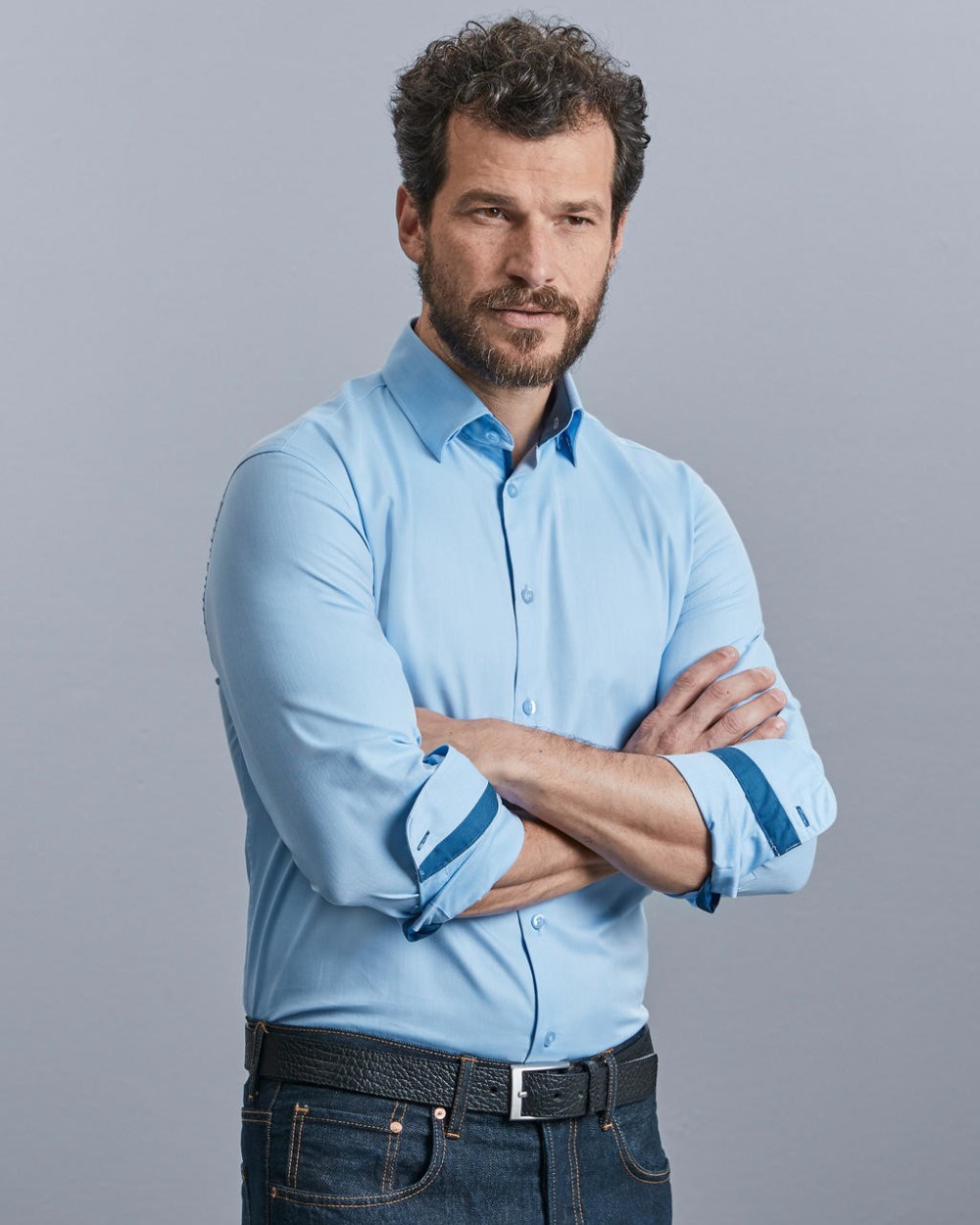 Hemden RUSSELL LONG-SLEEVED HERRINGBONE SHIRT voor bedrukking &amp; borduring