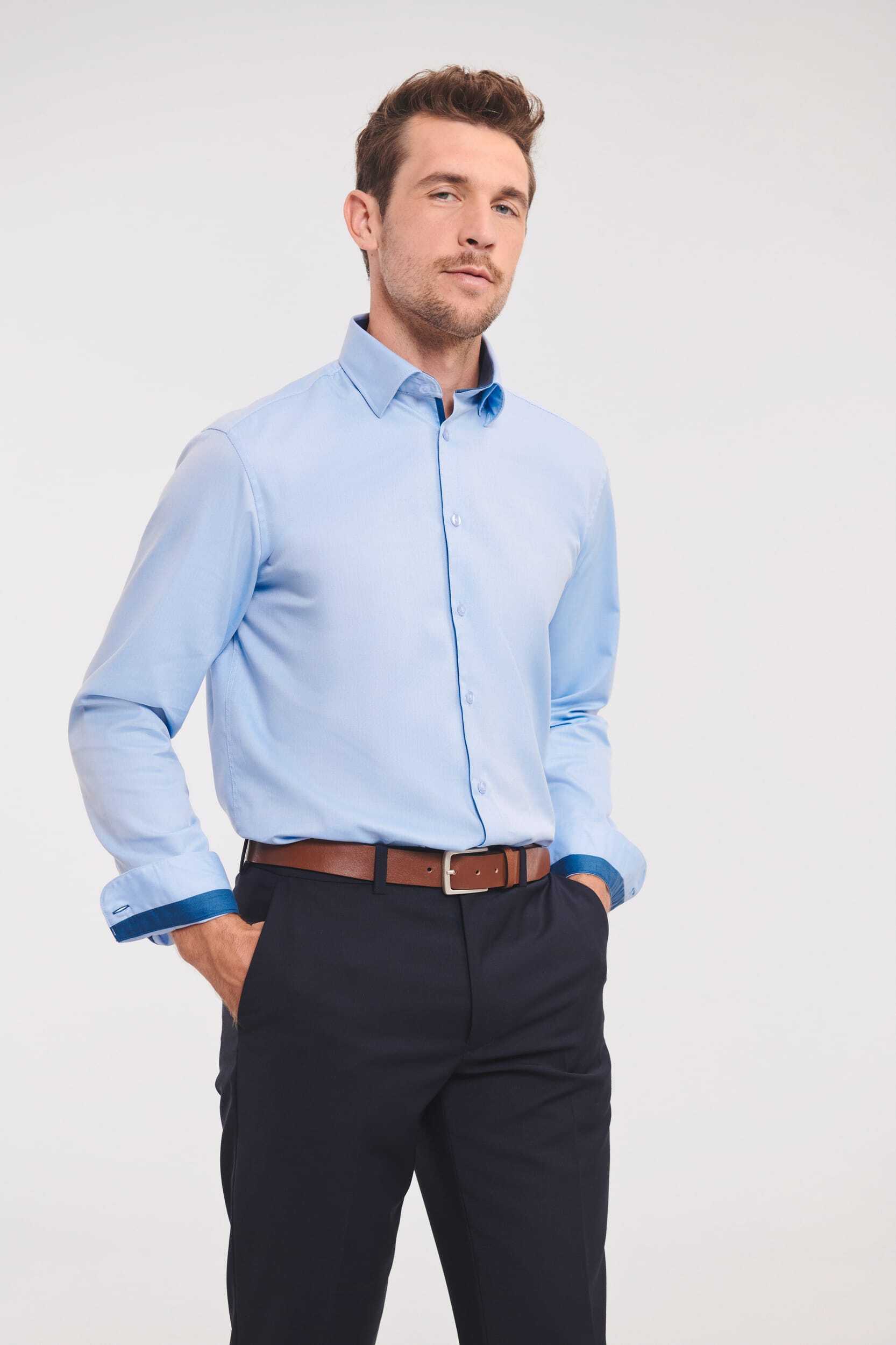 Chemises personnalisable RUSSELL CHEMISE A MOTIFS CHEVRONS MANCHES LONGUES