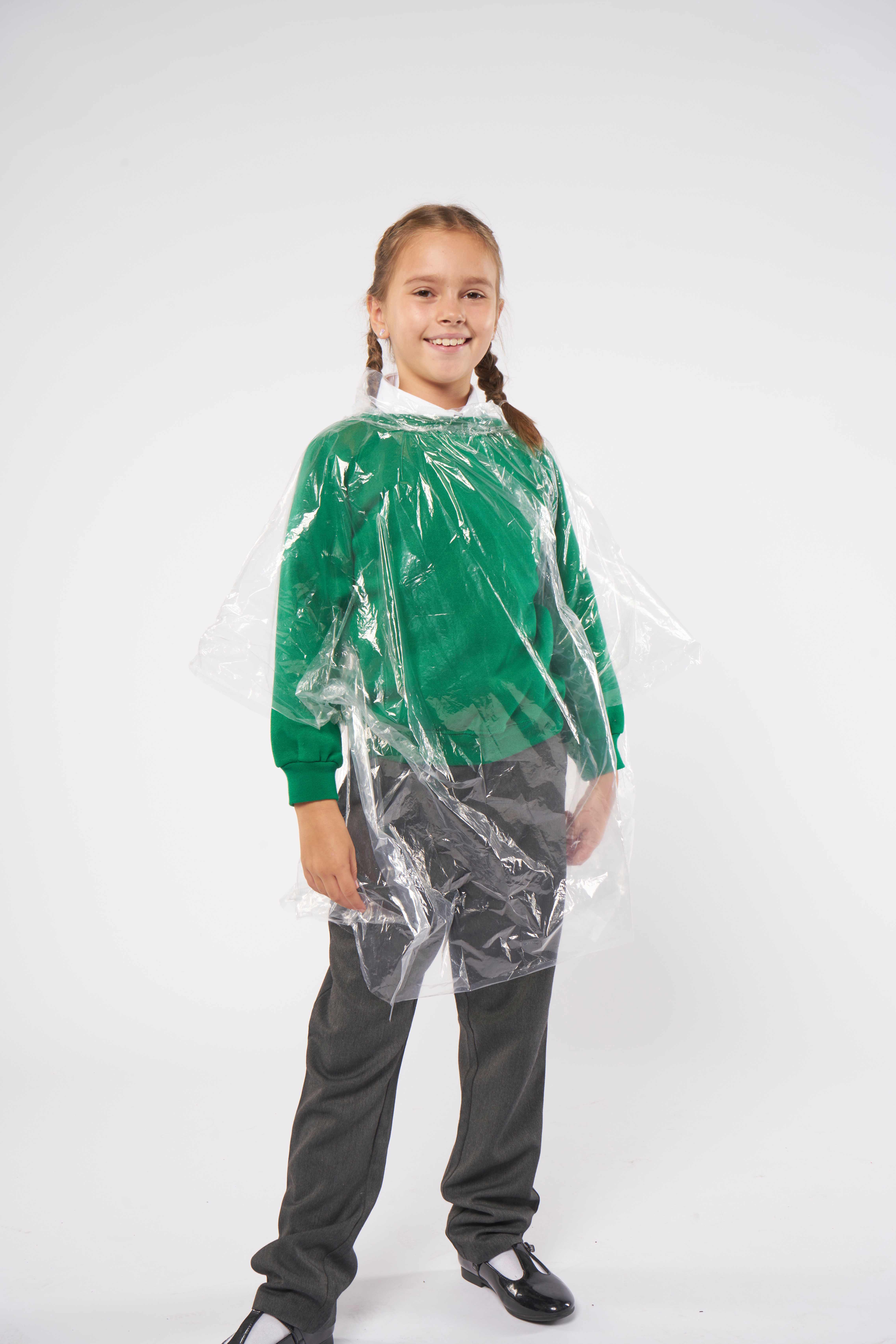 Benodigdheden HOME & LIVING Kids emergency hooded plastic poncho voor bedrukking &amp; borduring