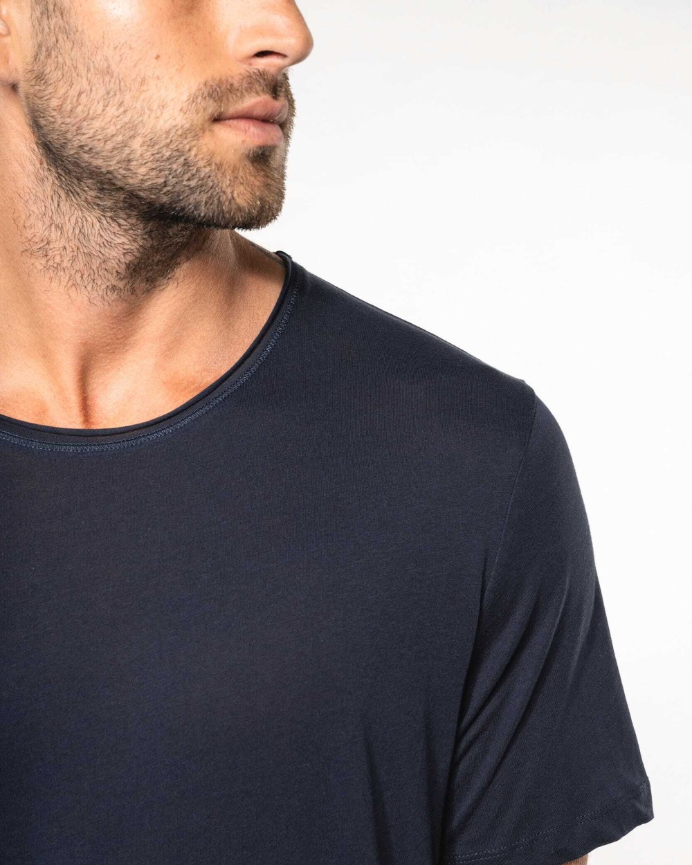 KARIBAN Bio-T-Shirt mit kurzen Ärmeln und ungesäumten Halsausschnitt T-Shirts personalisierbar