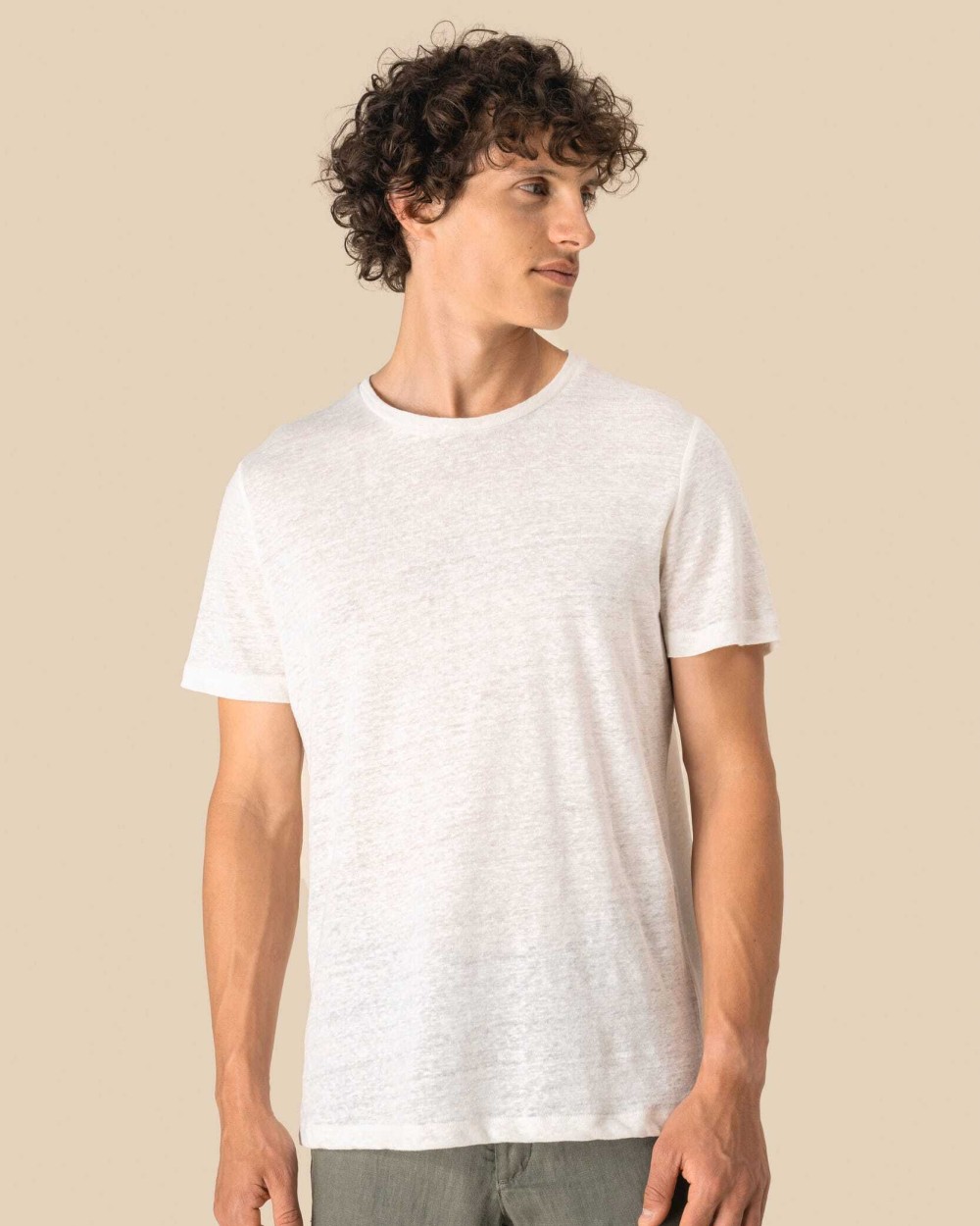 SPASSO Herren-T-Shirt aus Leinen mit Rundhalsausschnitt T-Shirts personalisierbar