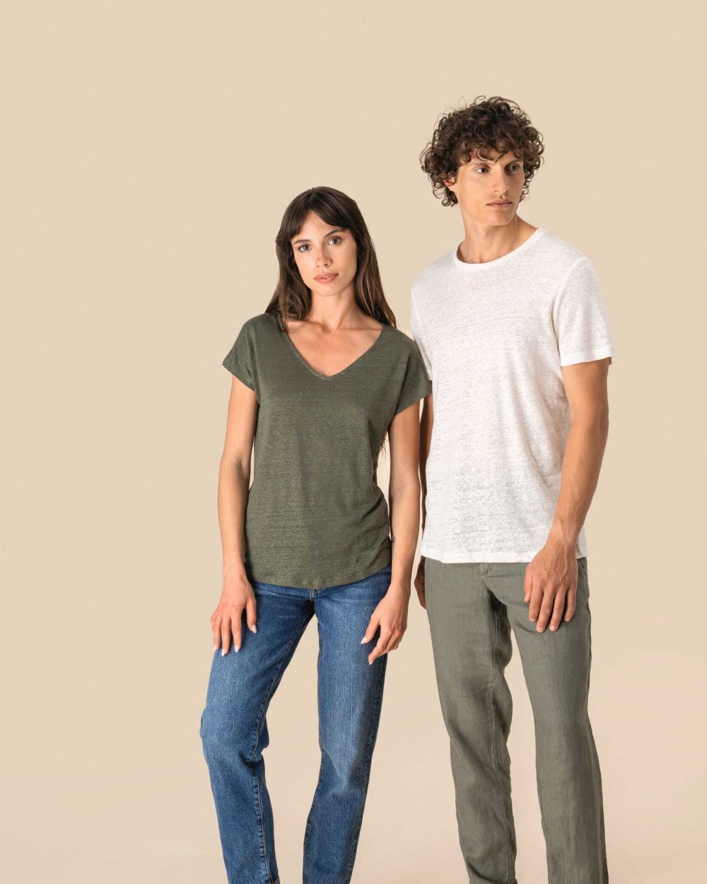 T-shirts SPASSO Linnen heren-t-shirt ronde hals kraag voor bedrukking &amp; borduring