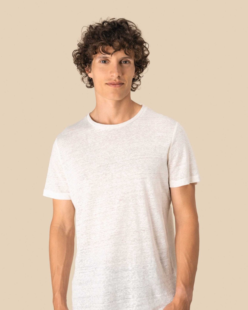 T-shirts SPASSO Linnen heren-t-shirt ronde hals kraag voor bedrukking &amp; borduring