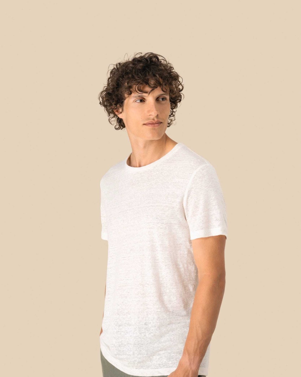 T-shirts SPASSO Linnen heren-t-shirt ronde hals kraag voor bedrukking &amp; borduring
