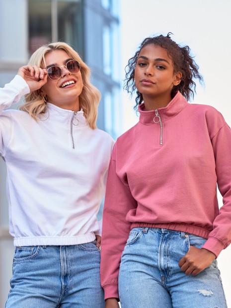 Sweat-shirts à personnaliser AWDIS WOMEN'S CROPPED 1/4 ZIP SWEAT 