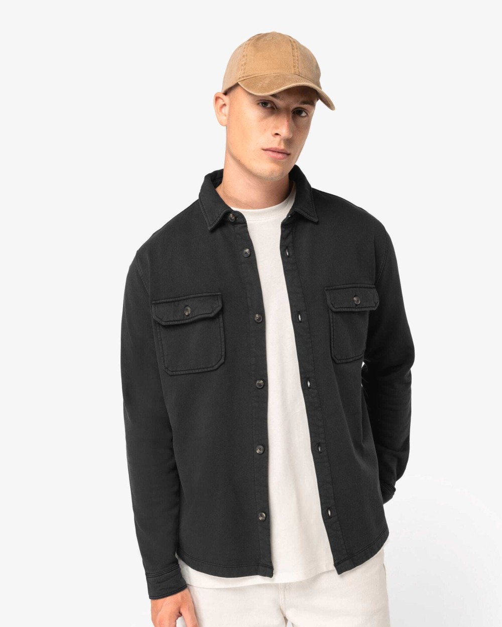 Chemises personnalisable NATIVE SPIRIT Surchemise écoresponsable délavée en molleton gratté homme