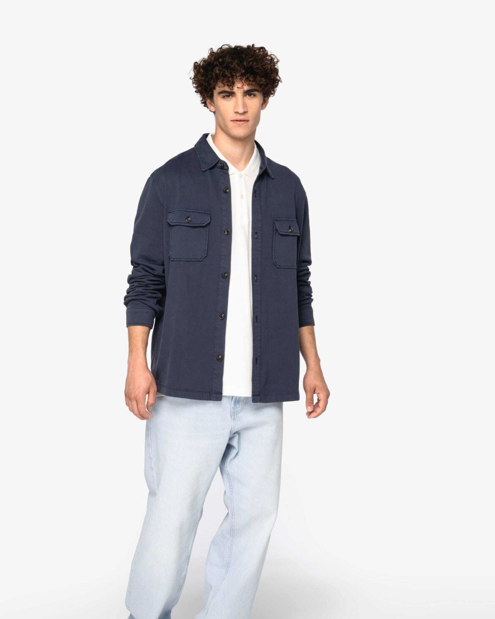 Chemises personnalisable NATIVE SPIRIT Surchemise écoresponsable délavée en molleton gratté homme