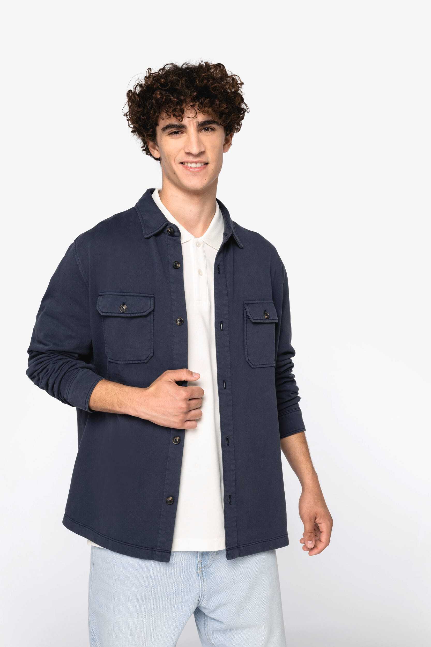 Chemises personnalisable NATIVE SPIRIT Surchemise écoresponsable délavée en molleton gratté homme