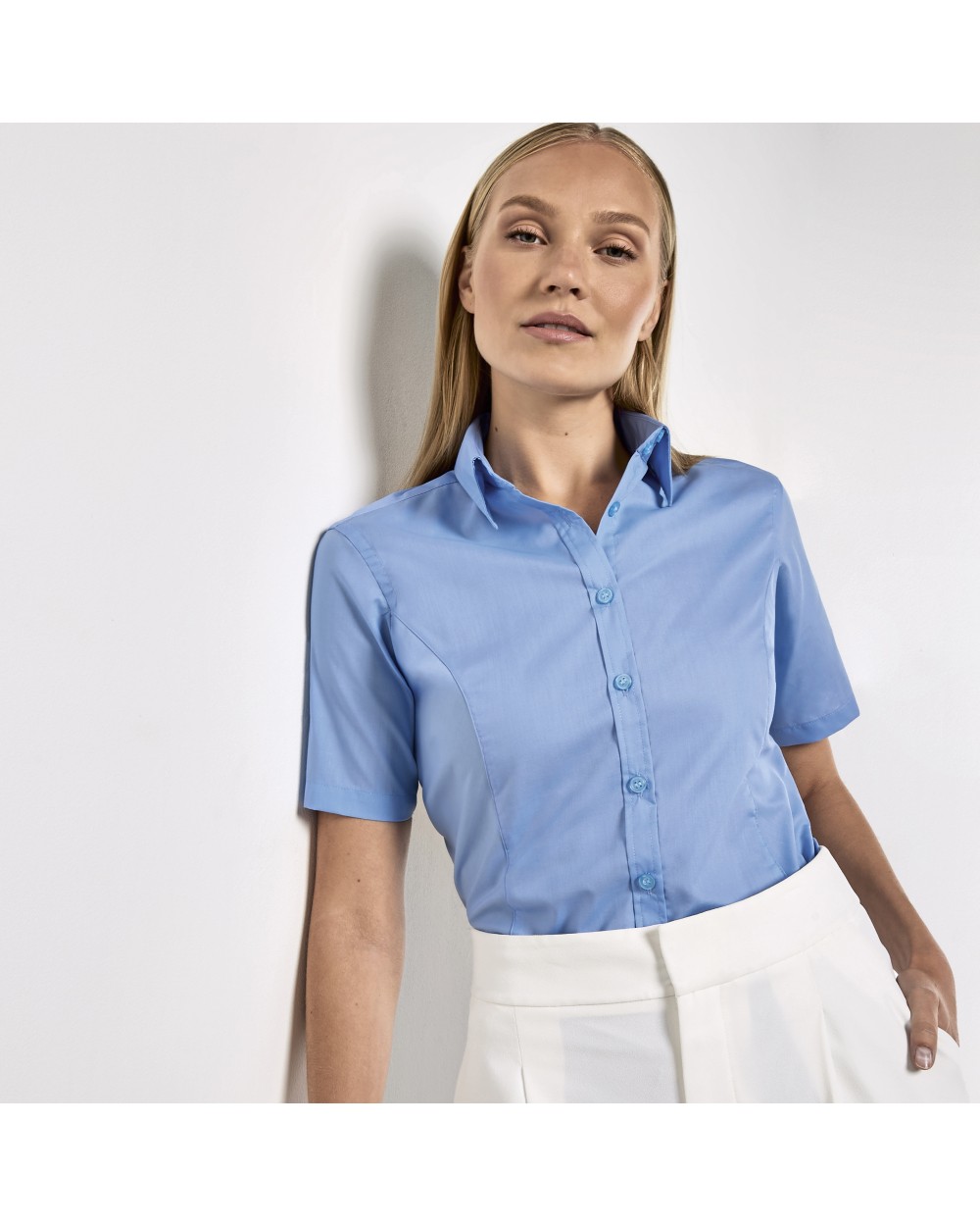 Hemden KUSTOM KIT Tailored Fit Business Shirt Short Sleeve voor bedrukking &amp; borduring