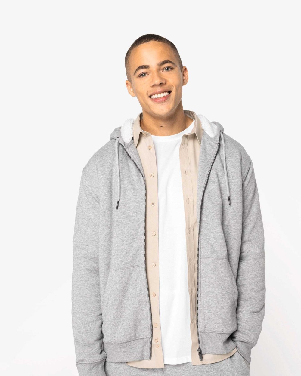 Sweaters & hoodies NATIVE SPIRIT Ecologische uniseks sweater met rits en sherpavoering voor bedrukking &amp; borduring