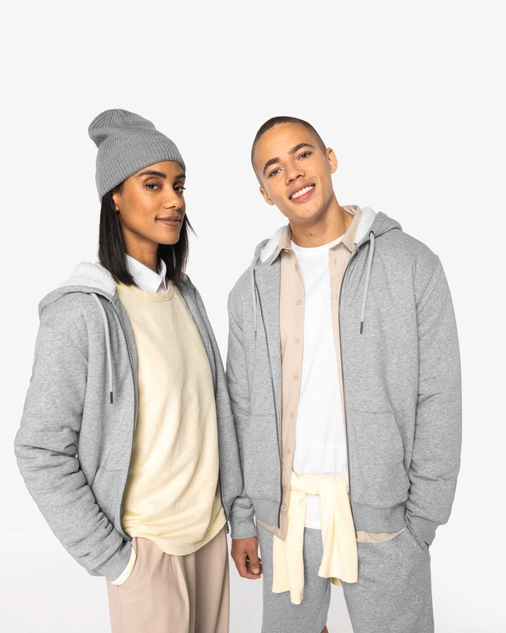 Sweaters & hoodies NATIVE SPIRIT Ecologische uniseks sweater met rits en sherpavoering voor bedrukking &amp; borduring