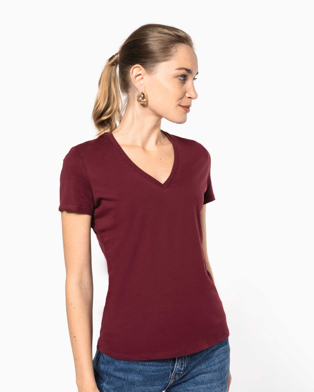 KARIBAN Damen-T-Shirt BIO150 IC mit V-Ausschnitt T-Shirts personalisierbar