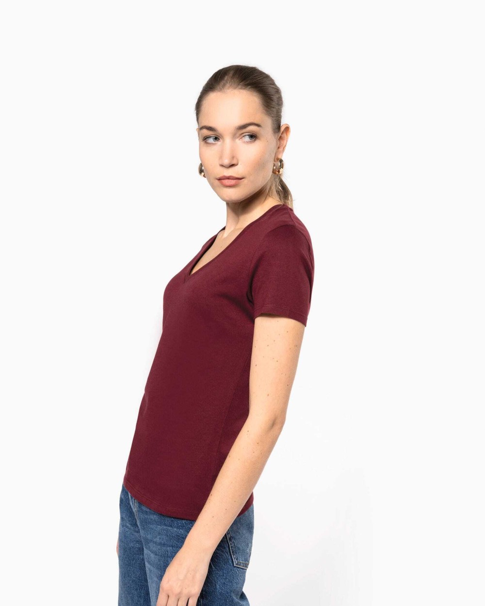 KARIBAN Damen-T-Shirt BIO150 IC mit V-Ausschnitt T-Shirts personalisierbar