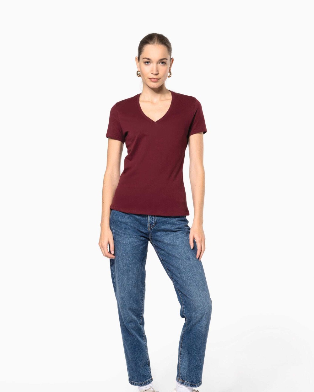 KARIBAN Damen-T-Shirt BIO150 IC mit V-Ausschnitt T-Shirts personalisierbar