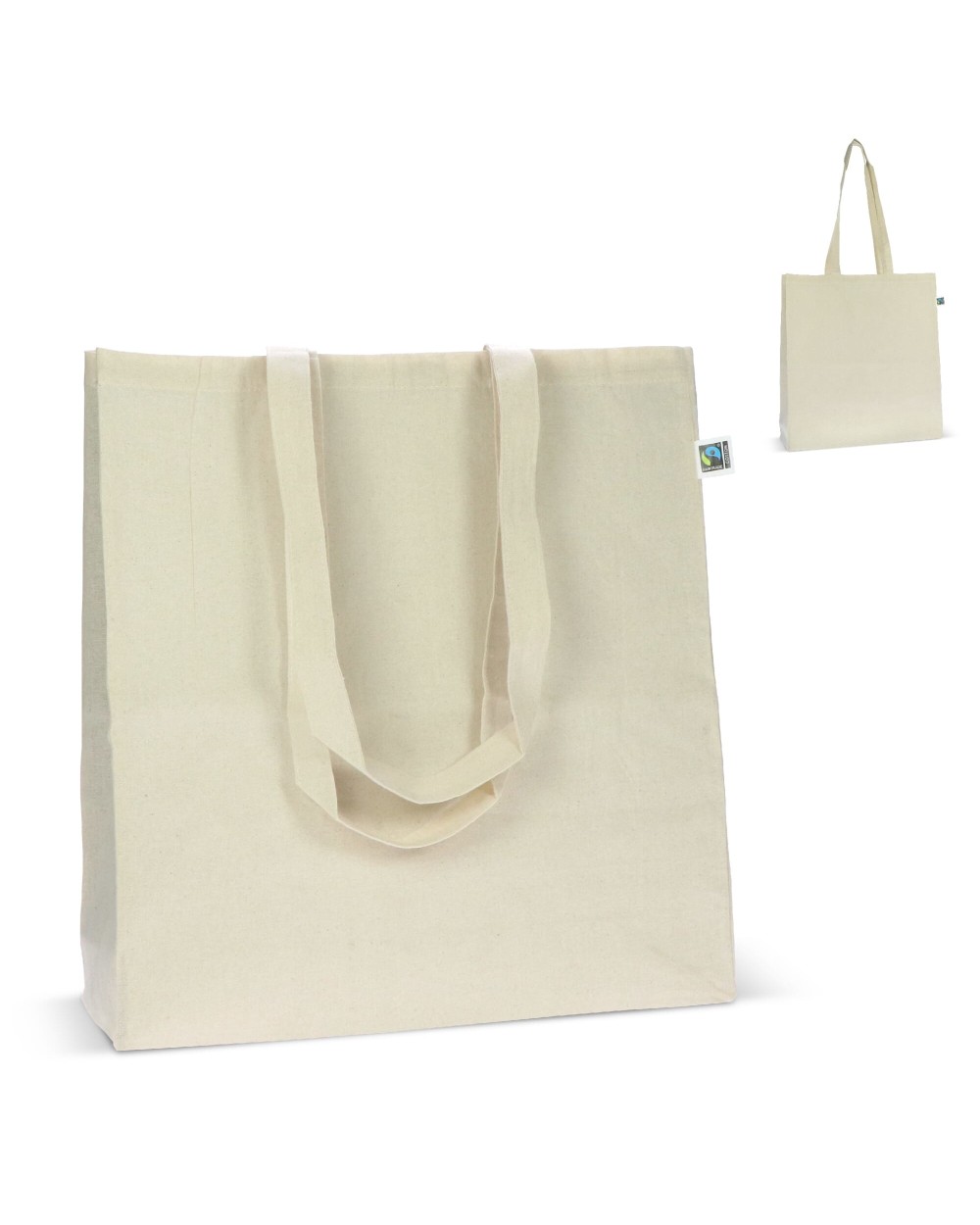Tassen & Zakken 4DO Fairtrade katoenen tas ecru lang 140g/m² 38x10x42cm voor bedrukking &amp; borduring
